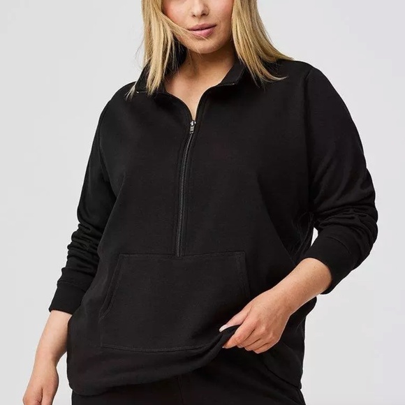 Torrid - Sleep Cloud Fleece Cozy Half Zip Black Collared Lounge Pullover -  2X - Picture 2 of 10